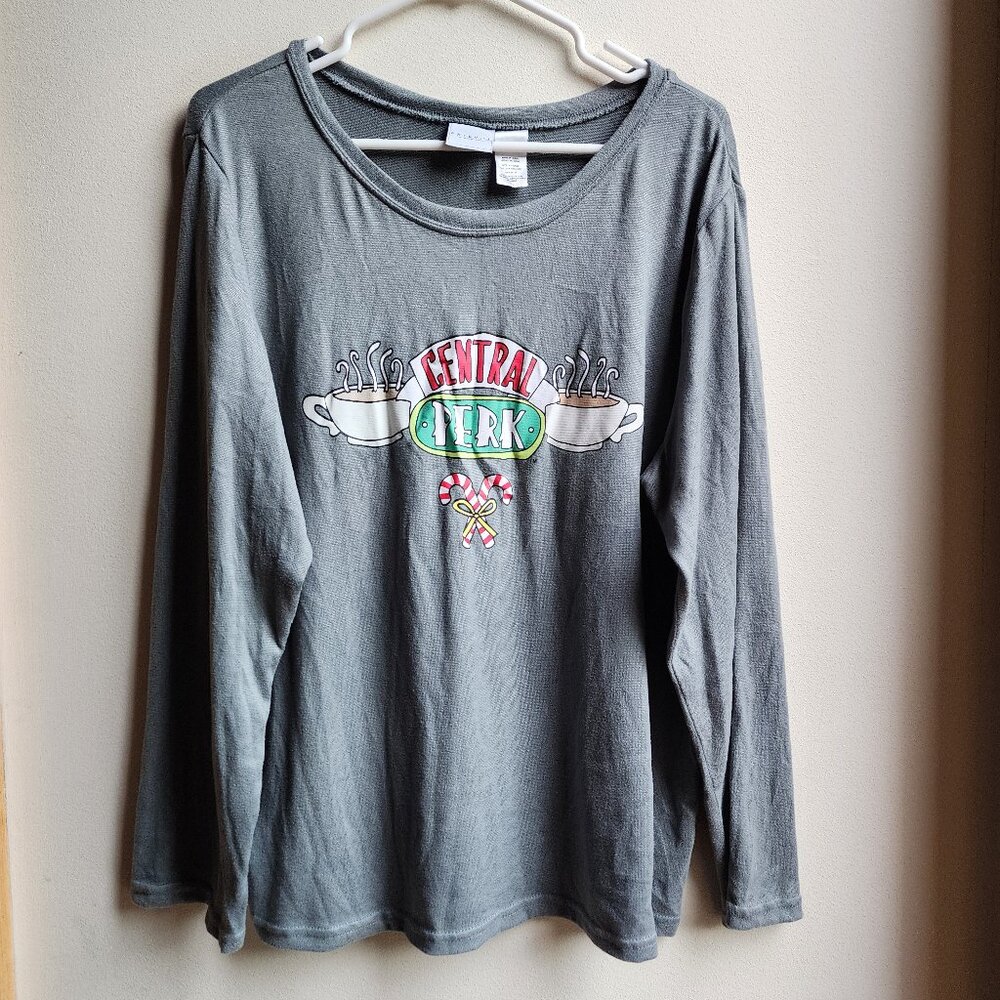 FRIENDS Central Perk Gray Scoop Neck Holiday Jersey Size XL